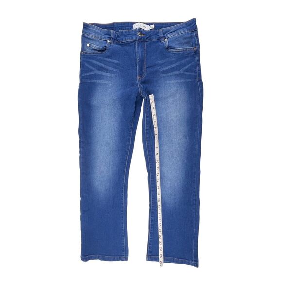 Tahari Natalie Jeans Size 14/32 Dark Wash Denim Mid Rise MiniBoot Timeless Pants - Picture 5 of 10